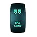 QUNQI STAR 5 pin Laser Backlit Rocker Switch SPOR LIGHTS 20A 12V On/off LED Light Toggle Switch (Green)