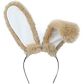 ILUFAM Bunny Ear Headband Plush Rabbit Ears Cosplay Halloween Party Hair Hoop Headwear