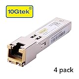10Gtek for Cisco GLC-T/ SFP-GE-T 1000Base-T SFP Transceiver Module RJ45 connector, Pack of 4