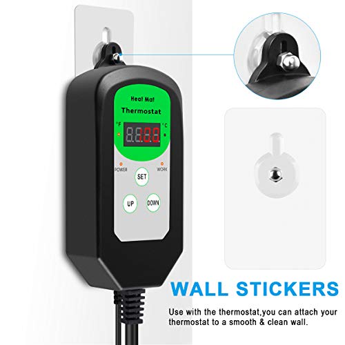 BoHoFarm Heat Mat Thermostat Controller Digital Heating Mat Thermostat for Reptile/Germination/Rooting 68-108℉