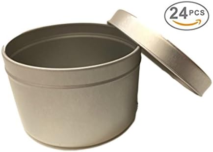 Candle Tin Jars with Metal Container Lids for Candles Making Kit 8oz Can (24x Pack)