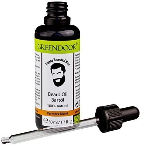 GREENDOORBIO Beard Oil Farmers Blend,50ml Premium Beard care oil in elegant Black glass bottle with Pipette,extra care bio oil for the Beard care+natural essential oil,vegan,no preservatives,Beard