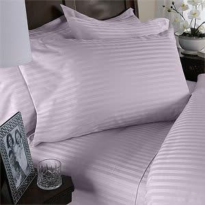 300 Thread Count King Siberian Goose Down Alternative Comforter [600FP, 50 Oz] with 100% Natural Combed Cotton Stripe Damask Cover - Purple (Lavender)