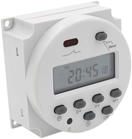 Heschen Digital LCD Power Weekly Programmable Timer Relay Switch CN101A DC 12V 16 Amp SPST, White