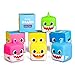 MALLMALL6 4Pcs Little Sharks Light Up Bath Toys Flashing Bathtub Toy Set Bathroom Floating Rubber Shark Squeeze and Squirting Water Toys for Toddler Preschool Shower Games Swimming Pool Birthday Party