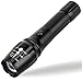 ustopfire LED Tac Flashlight, 2000 Lumen CREE XML T6 LED Flashlight Rechargeable Torch 5 Mode with 18650 Battery 2 Chargers, Zoomable, Waterproof for Emergency Camping