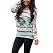 Women T-Shirt,Haoricu Women Cotton Geometry Printing Long Sleeve Round Neck Pullover Blouse Tops Shirt