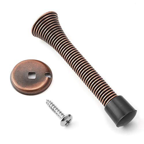 Cauldham 10 Pack Heavy-Duty Spring Door Stop - 3-1/8" Flexible Stopper with Rubber Bumper - Oil Rubbed Bronze - Thumbnail 2
