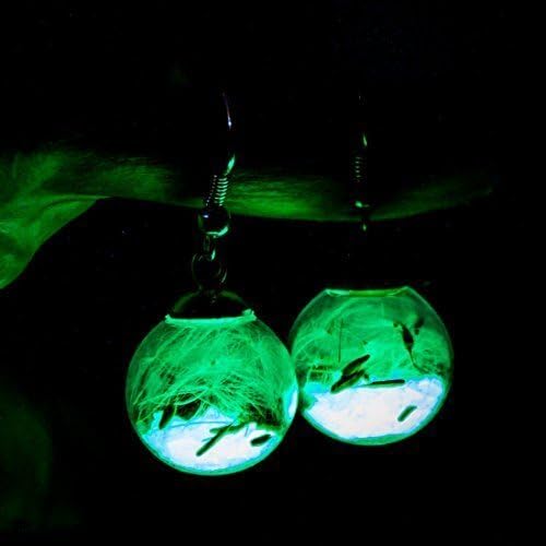 Glow in the dark dandelion seeds wish glowing earrings - silver or bronze plated