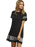Floerns Women's Embroidered Short Sleeve Casual Shirt Swing Dress