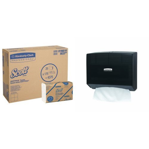 Click Here to See More Images Kimberly-Clark IN-SIGHT Scottfold Compact Towel Dispenser With 25-Pack Scottfold M Recycled Fiber Towel Refill Bundle