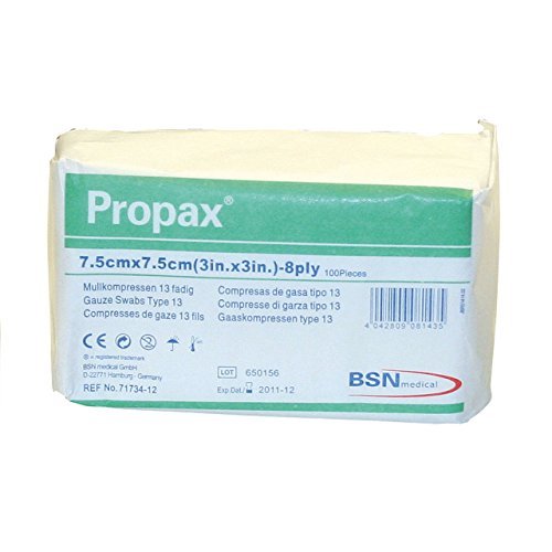 Propax D3344 12 Ply Non-Sterile Gauze Swab, 7.5cm x 7.5cm, Pack of 100