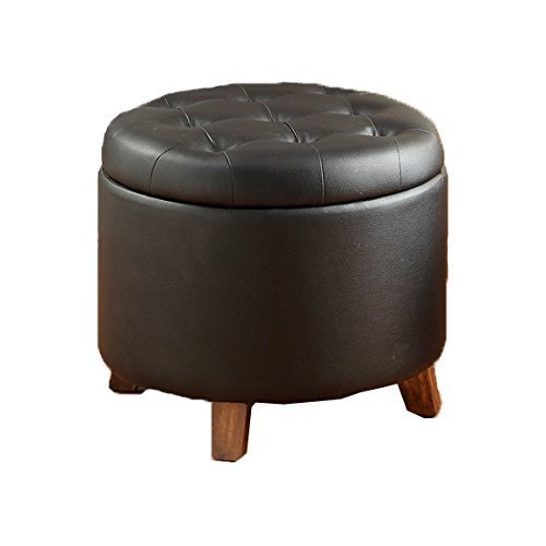 Major-Q Pxf7052 Tufted Black Finish Faux Leather Cocktail Ottoman with Storage