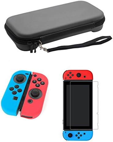 HonWally Accessory Case For Nintendo Switch Includes Hard Shell Travel Carrying Case,2 Joy Con Armor Guards,2 Thump Stick Cap and Tempered Glass Screen Protector( NEW LOT 100% INSPECTION)