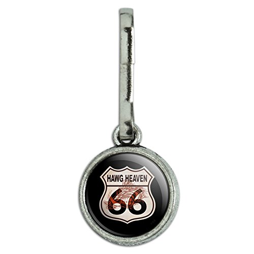 Graphics and More Hawg Heaven Route 66 Highway Hog Biker Motorcycle Antiqued Charm Clothes Purse Suitcase Backpack Zipper Pull Aid