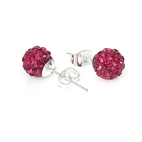 BirthdayEarrings 8mm Disco Ball Stud Earrings w/ ed Rhinestones Pave Pick Your (April) (October)