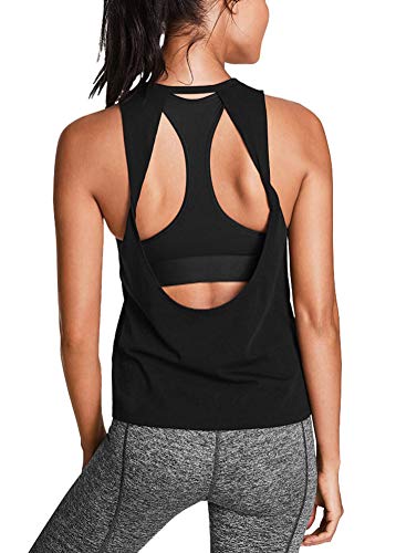 Mippo Women's Fashion 2019 Workout Tank Tops Cute Backless Yoga Tops Open Back Workout Top Activewear Fitness Athletic Exercise Running Gym Tranning Tank Tops Black XL (Best Exercises For Your Back)