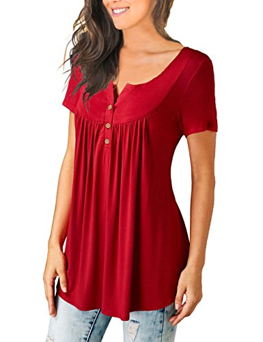 Neitade Womens Shirts and Blouses Short Sleeve Casual Summer T Shirts Plus Size XL