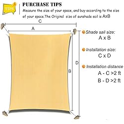 Patio Sun Shade Sail Canopy, 10' x 10' Square Shade