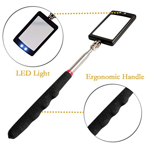 Telescoping Lighted Inspection Mirror, Telescoping LED Lighted Flexible