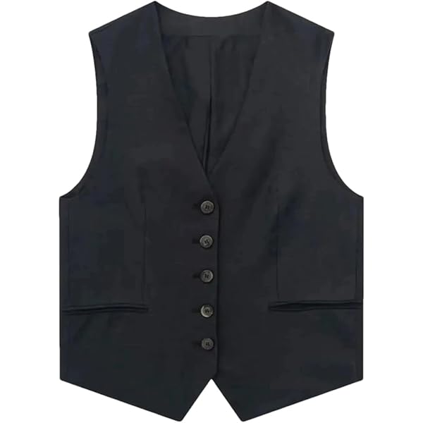 Meihuida Womens Vest V Neck Button down Waistcoat Lined Suit