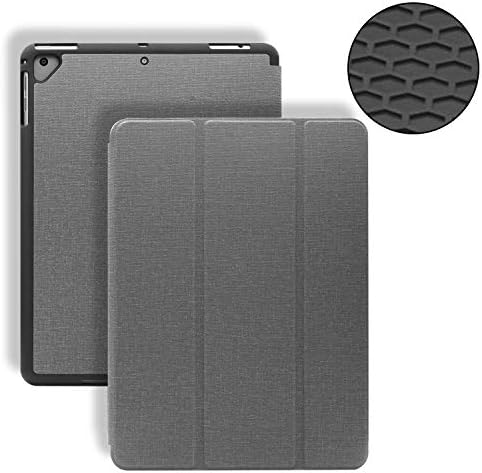 Apple 10.5 iPad Pro/iPad Air 3 Case - Premium PU Leather Stand Cover - Soft Honeycomb Back Cover with Pencil Holder (Gray)