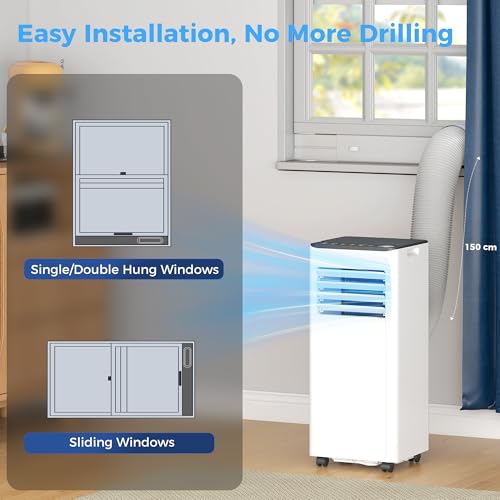 HOMCOM 10000 BTU Portable Air Conditioner, 4-in-1 AC Unit with Cool, Dehumidifier, Fan, Sleep, WiFi Voice Remote Control, 24H Timer, 2 Speeds, Window Kit, for Room up to 441 Sq. ft