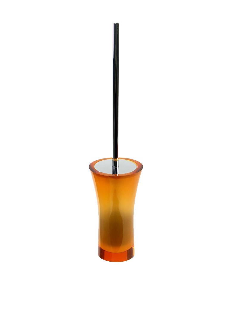 Gedy by Nameeks Gedy Flaca Aucuba Brush Holder, 2" L x 4.25" W, Transparent, Thermoplastic Resin, Steel, Orange, 4.25" x 4.25" x 19.11"