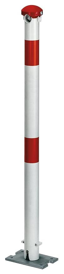 GAH-Alberts 690359 Absperrpfosten Grünenthal, umlegbar, Profilzylinderschloss, ohne Ösen, feuerverzinkt, weiß, zum Aufschraub