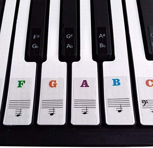 BLUE HANDCART Colorful Piano Keyboard Stickers for 37/49/54/61/88 Full Set Transparent Stickers Kids and Beginners Learning Piano, Removable, Leaves No Residue
