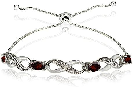 B. BRILLIANTSterling Silver Genuine or Synthetic Gemstone Infinity Bolo Adjustable Bracelet