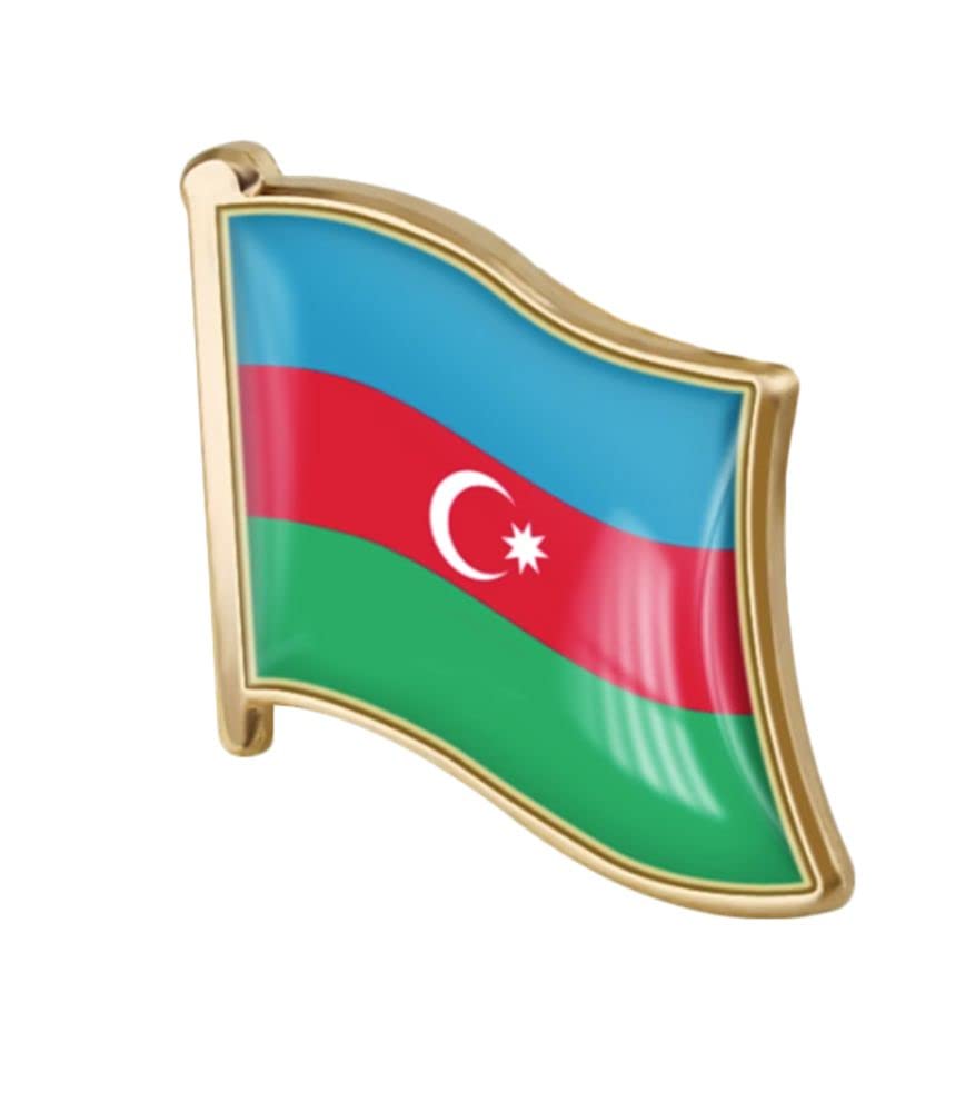 Photo 1 of vmcoatdu Azerbaijan Azerbaidzhan Flag Pin Badge International Travel Brooch Metal Alloy Souvenir Pin for Hat Clothes Backpack (Azerbaijan)