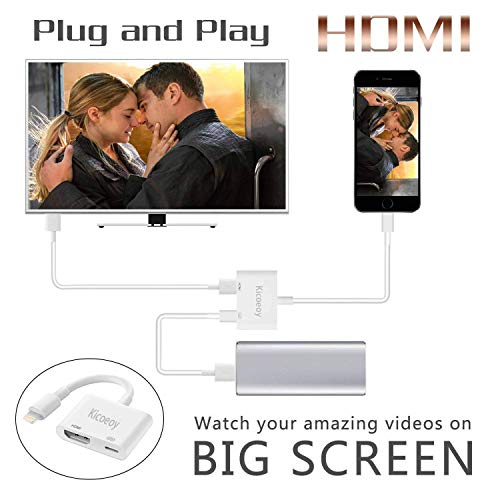 Compatible with iPhone iPad to HDMI Adapter Converter, Kicoeoy Digital AV Adapter 1080p HD TV Connector Cable Compatible with iPhone Xs Max XR X 8 7 6Plus iPad Pro Mini Air to TV Projector (White) - Thumbnail 2