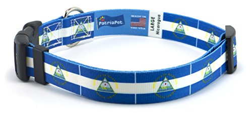 Nicaragua Nicaraguan Flag Dog Collar by PatriaPet for Large Dogs