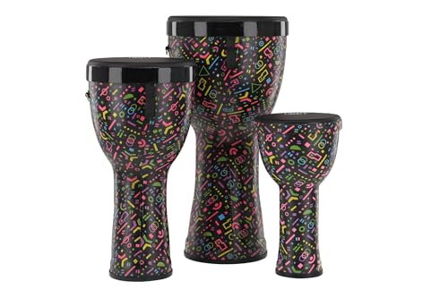 GEWA Liberty Djembe Nestable - Set consisting of: 8, 10, 12 - Pattern: Crazy Neon