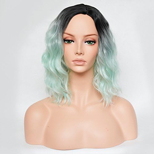 CHLONG 15" Wavy Ombre Wigs Dyeing Two Tone Synthetic Hair Anime Costume Cosplay Wig for Ladies - F18