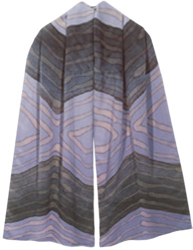 ULRIKE ~ Translucent chevrons of rosy blush overlay lavenders and teal-grays