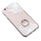 iPhone 6S Case Girls, i-Dawn iPhone 6 6S Ultra Thin Clear Hard Acrylic Soft TPU Rubber Bumper Case Cover with 360 Degrees Rotating Portable Ring Stand for iPhone 6/6S [Lace Leaf Series]White
