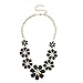 LUX ACCESSORIES Faceted Black Stone Floral Bib Flower Necklace