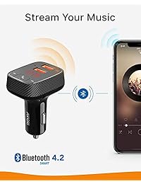 roav por Anker Cargador de coche con transmisor de FM y Bluetooth 4.2 Receptor, SmartCharge F2 con localizador de coche, dedicada App, 2 puertos USB, PowerIQ, AUX Salida, y USB para reproducir archivos MP3