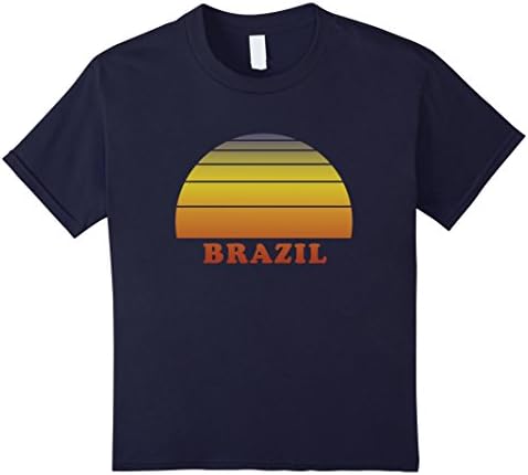 Kids Brazil Retro Vintage T-Shirt 70s Throwback Surf Tee 12 Navy