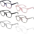 MIGSIR 6 Pack Blue Light Blocking Glasses for Computer Gaming, Fashion Fake Anti Eye Strain Eyeglasses for Women Men (6 pack mix)