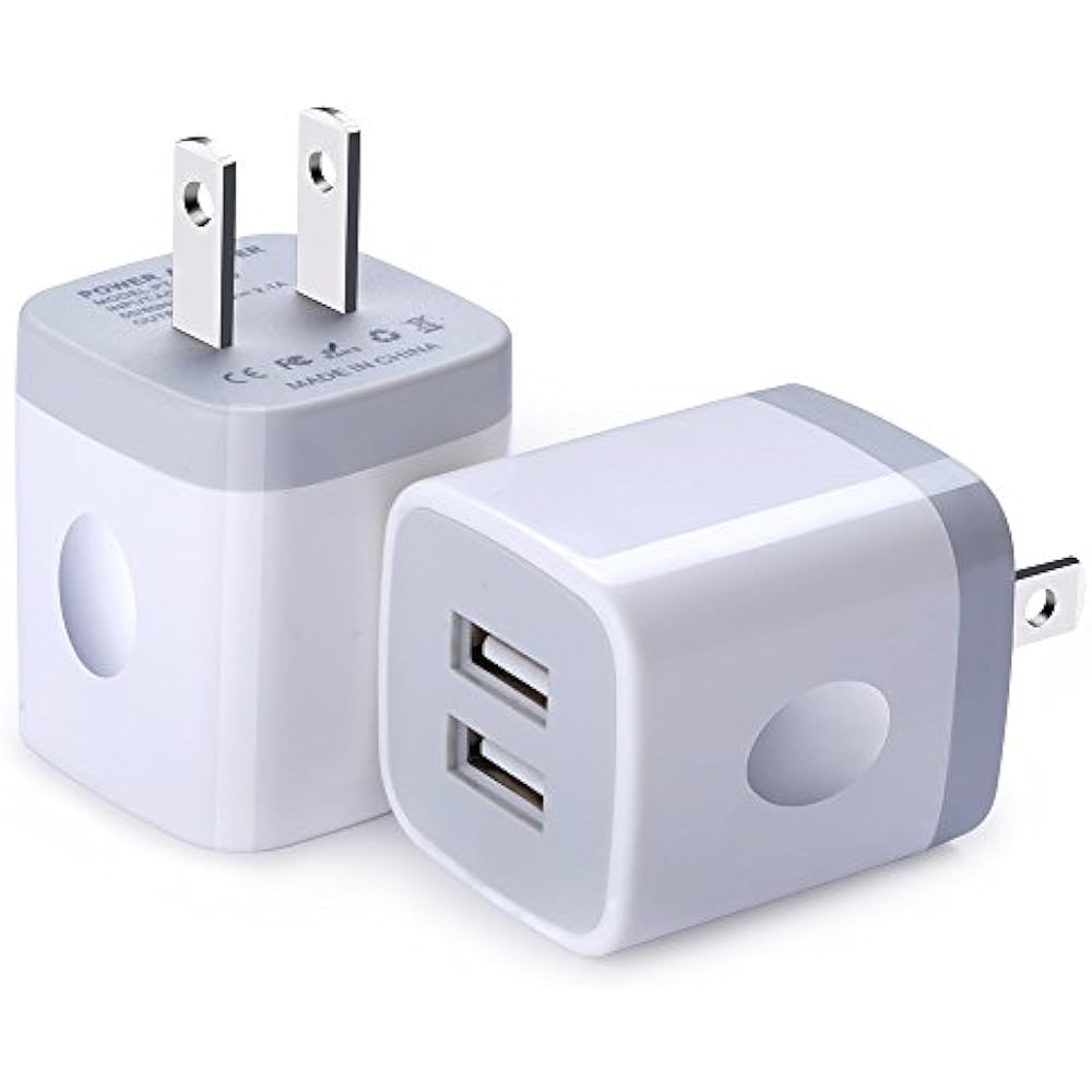 Wall Charger, 2 Pack Dual Port 2.1A USB Brick Base Adapter Apple
