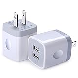USB Wall Charger, FiveBox 2Pack Dual Port 2.1A Wall Charger Brick Base Adapter Charging Block Charger Cube Plug Charger Box for iPhone X/6/6S/7/8 Plus, iPad, Samsung, Android, LG, HTC, Nokia, Phone