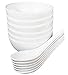 Chef Miso Set of 6 Extra Small Melamine Rice Bowls and Spoons - White 10 Ounce