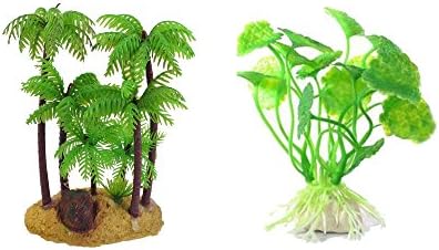 Jaggerpet 2Pcs Plastic Plant Decoration for Aquarium Green