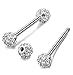 ORAZIO 6Pcs 14G 316L Stainless Steel Nipple Piercing CZ Barbell Belly Button Ring for Women