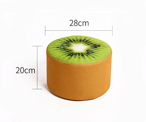 Corldif Round Ottoman Foot Stool/Linen Fabric Cover, Short Leg,Children Size(Kiwifruit)