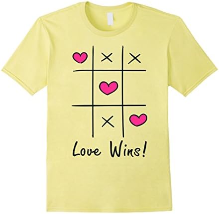 Men's three love wins tic tac toe t shirt 2XL Lemon