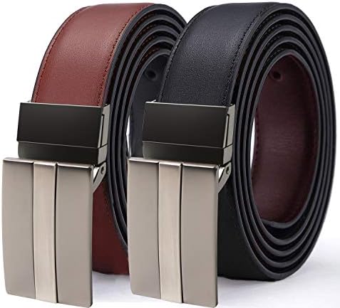 TERSE Men Genuine Leather Dress Belt Reversible Single Prong Buckle 3.5cm Width | Length 110cm, 125cm, 138cm